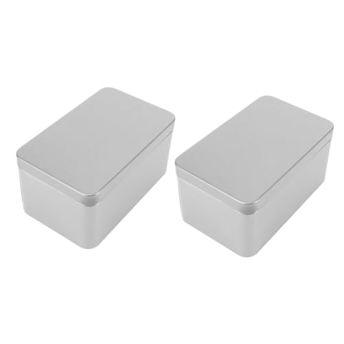 Kichvoe 2Pcs Rectangular Tea Box Tinplate Tea Container for Loose Leaf Tea Tea Bags Organizer for Tea Lovers and Home Storage