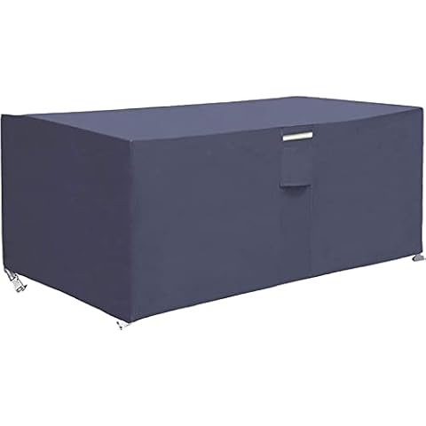 PATIO PLUS Garden Furniture Table Covers with Air Vent, Rectangular Patio Furniture Set Covers 600D Oxford Fabric Waterproof Windproof Anti-UV Garden Table Cover for Table and Chairs, Grey 170x94x71cm Cover