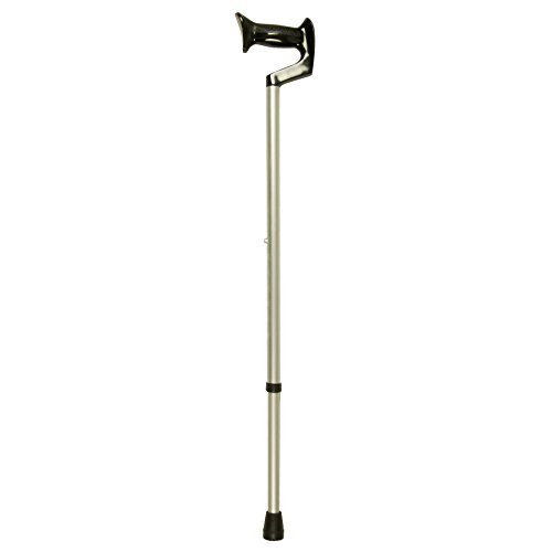 PCP Adjustable Cane, Orthopedic Grip Handle, Lightweight Aluminum, Silver (Ortho Handle), Large Grip