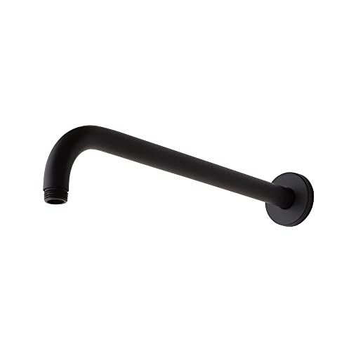 Kiamami Valentina - Braccio Doccia Tondo Curvo | Attacco per Soffione Standard 1/2' | Design Moderno | Finitura Nero Opaco | Lunghezza 40cm, Nero, Ottone