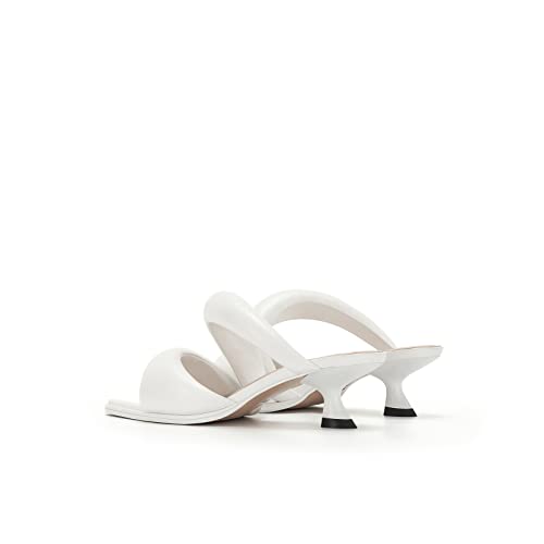 Jw Pei Women's Sara Mule Heeled Sandals,White,Size 8.5 #TOP2