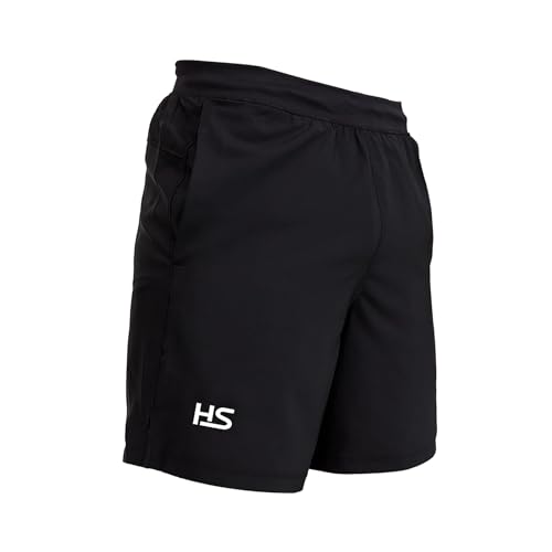 HelloSmart Mens Gym Shorts with Zip Pockets - Lightweight Outdoor Running Shorts Men - Breathable Workout Shorts Men - Comfortable Sport Shorts for Men(UK, Alpha, S, Regular, Regular) Black