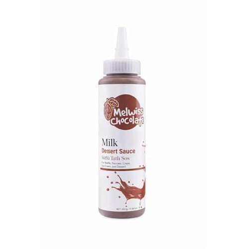Melwiss Schokolade Dessert Sauce Milch 330 g – Schokoladensauce für Waffeln, Pancakes & Desserts – Sütlü Tatlı Sos, Waffle, Krep, Pankek Sosu – Praktische Quetschflasche