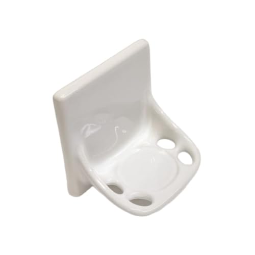 Ceramic Toothbrush Holders for Bathrooms Over Tile Wall Mount Flat Back Tumbler Toothpaste Tooth Brush Paste Shower (White Glossy)