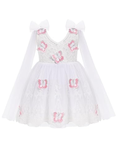 Infant Butterfly Floral Lace Tulle Dress Baby Flower Girl Wedding Dress Toddler Easter 1st Birthday Christening Outfits