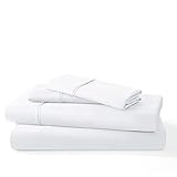 Mellanni Organic 100% Cotton Sheets - 400 Thread Count Long Staple Queen Bed Sheets Set - Cotton Cooling Sheets - 4 Piece White Cotton Sheets Queen Size - Fits Queen Mattress up to 16' (Queen, White)
