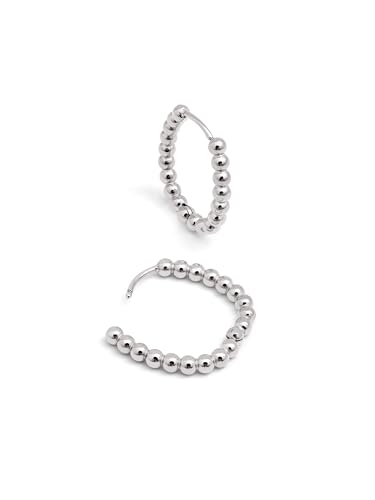 SINGULARU - Pendientes Dana Dots Acero con Acabado Brillante. Ovalados con Cierre Congo/Click. Joyas para Mujer
