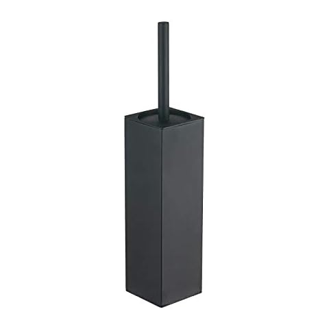 BGL Square Toilet Brush with Holder,Stainless Steel Rubber Painted Toilet Bowl Brush and Holder for Bathroom,2 Cleaner Brush Heads,Black Cover
