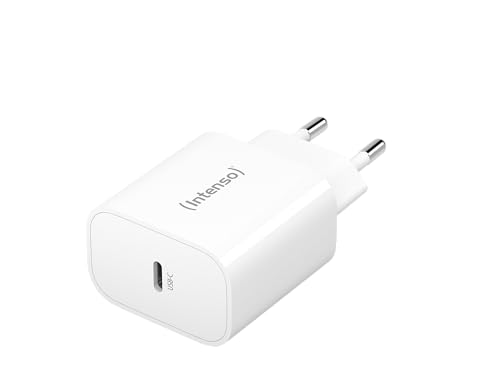 Intenso 20W USB-C Ladegerät mit Power Delivery (PD 3.0) & PPS Schnellladegerät mit EU-Stecker USB-C Netzteil kompatibel mit iPhone 15/16/17 Samsung Galaxy Google Pixel weiß