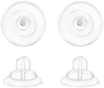 Universal EZback Earring Backs Soft Clear Silicone and Sterling Silver Medium 2 Pairs