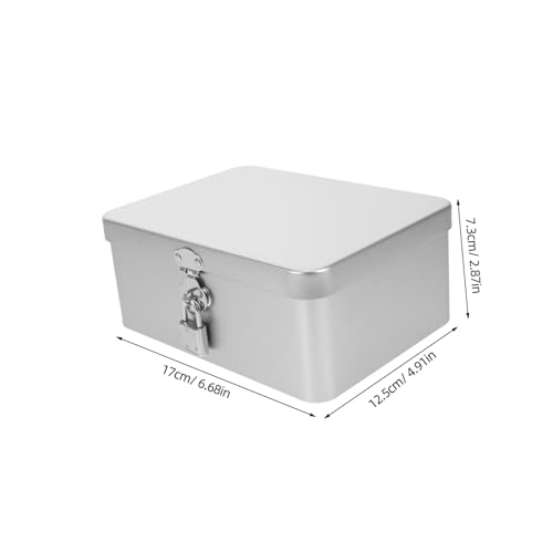 Toyvian Caja Metálica Vintage con Candado para Joyas y Objetos de Caja de Almacenamiento con Tapa para Escritorio Organizador Compacto y Seguro para Casa y Oficina Recipiente Duradero de - imagen 2