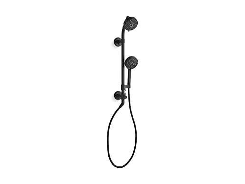 KOHLER 76471-Y-BL Awaken 1.75 GPM Retrofit Shower - Includes Shower Head, Hand Shower, Slide Bar and Hose, Matte Black