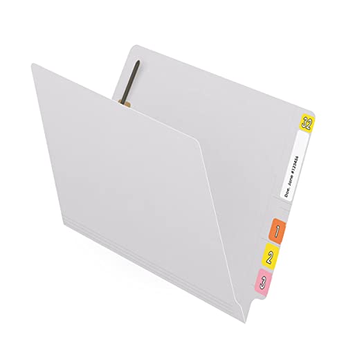 11 Pt Color Folders, Full Cut 2-Ply End Tab, Letter Size, Fasteners Pos #1 & #3, White (Box Of 50) #TOP3