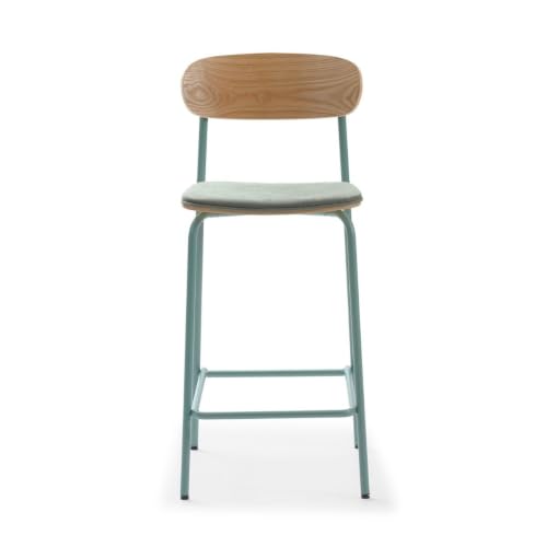 Tabourets de bar confortables aigue-marine Ridila dossier bois anti-mal de dos - 6