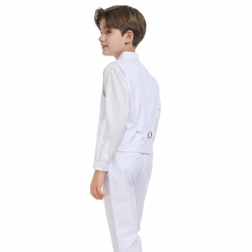 Image of Boys' Vest Slim Formal Suit Vest for Wedding Homecoming with Pockets Adjustable Back Strap, Size 2-20 Years