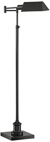 Regency Hill Jenson Traditional Farmhouse Adjustable Pharmacy Floor Lamp Standing Base Swing Arm 54" Tall Dark Bronze Metal Bright Downward Light for Living Room Reading House Bedroom