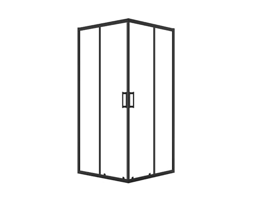 VBChome Duschkabine 80 x 80 x 185 cm Schwarz Quadrat Eckeinstieg Duschwand Schiebetür Duschabtrennung Klares Sicherheitsglas Dusche Duschtrennwand Quadratisch 80x80 cm