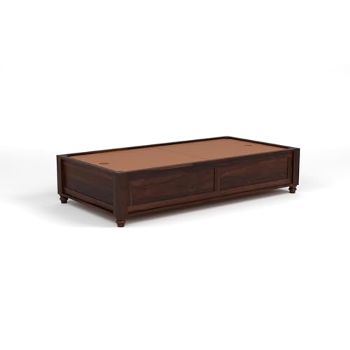 Image of PS DECOR Solid Wood Divana Cot for Home Hall || Diwan Cum Bed with Storage || 3 Seater Sofa Cum Couch || Divan Bed for Living Room || Without Pillow&Mattress (Walnut Finish)