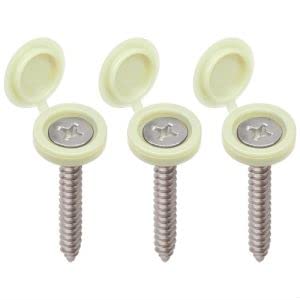 Glvaner M4 80 pcs Cream Color Collated Screws Caps Hinged Screw Cover Caps with 20 PCs #8 x 1-1/4" 4.2 x 32mm Flat Head Wood Screws Stainless Steel 304 18-8 for TV or Furnitures