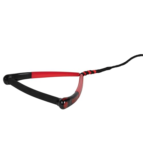 RADAR Control BarLock Arc Water Ski Handle - 13 Inch Length Handle with Non-Rotating Grip, Pre-Stretched Rope, 1.0 in. Diameter - Red/Black (216043)