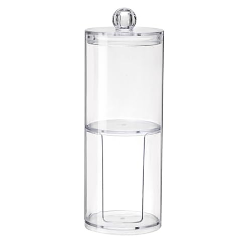 Cabilock 1pc Double Layer Cotton Swab Storage Box Lid Transparent Makeup Organizer for Cotton Pads and Swabs Neat and Orderly Desktop Sundries Holder for Bathroom and Living Room