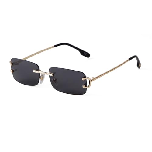 Lunettes de soleil rectangulaires sans bords vintage tendance monture métal mixte