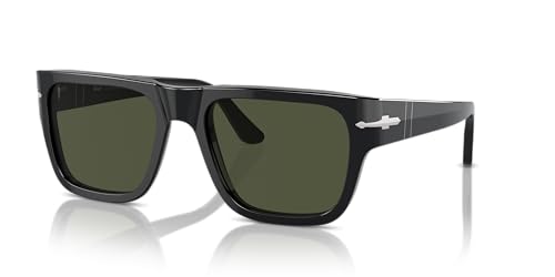 Lunettes de soleil Persol noires et verres verts unisexe 57 mm pour un style quotidien élégant