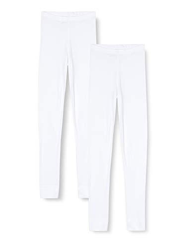 Marca Amazon - IRIS & LILLY Leggins Interiores Mujer, Pack de 2, Blanco (White), S, Label: S