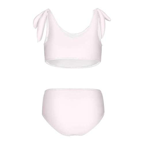 Girls Swimsuits Bikini Set,Two Piece Swimsuit Bathing Suit Girls' Swimwear Blush Pink Solid Color Pure Plain2