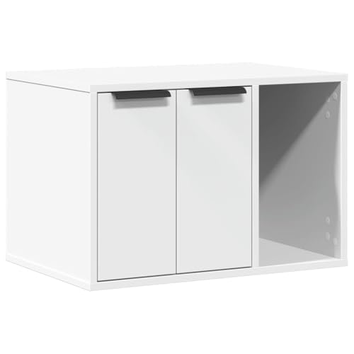vidaXL Katzenklo Schrank, Katzenschrank Katzentoilette, Beistelltisch Katzenhaus, Katzenmöbel Verstecktes Design, Weiß Holzwerkstoff