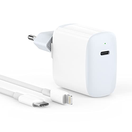 iPhone Schnellladekabel mit Netzteil, 20W iPhone Ladegerät mit iPhone Ladekabel Original 1.2M, USB C Ladestecker mit USB C Lightning Kabel Kompatibel mit iPhone 14/12/13/11/Pro/Max/SE/XR/XS/X/8 iPad