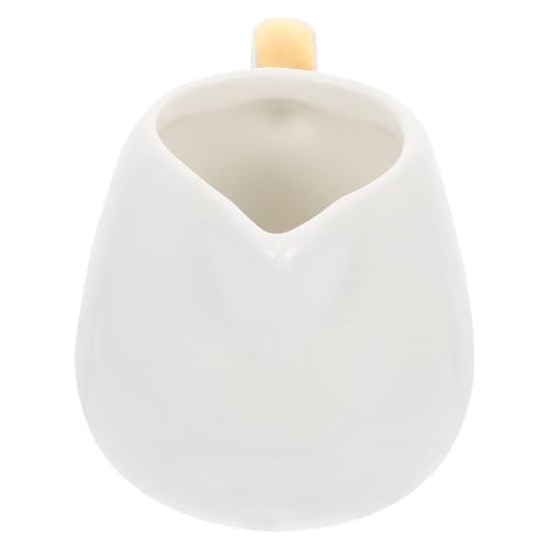 ELEOUTI Jarra de Leche de Cerámica Color Blanco Asa, Taza para Verter Leche Multifuncional, Adecuado para Café y Locales de Catering, Diseño Elegante y Creativo