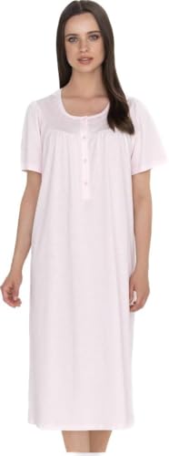 Linclalor Camisón de algodón puro manga corta de raglán art. 71400-46, Rosa, Rosa