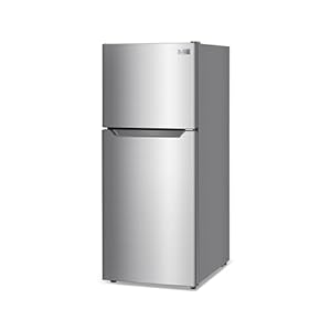 BLACK+DECKER 12.1 Cu. Ft. Top Mount Refrigerator with Freezer, 2 Door Refrigerator with Top Freezer and Adjustable Temperature Control, ENERGY STAR, BR1210HS, Stainless Steel Look