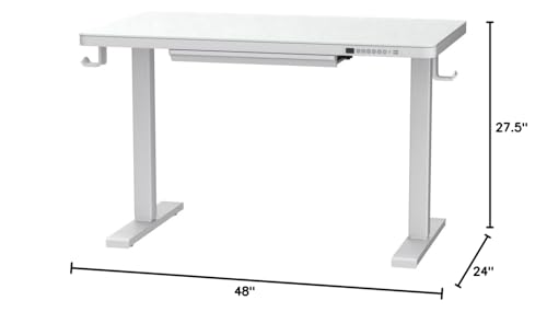 ErGear Dual Motor Electric Standing Desk with Drawers,48x24 Inch Whole-Piece Glass Desktop Quick Install,Height Adjustable Stand up Sit Stand Home Office Ergonomic Workstation with USB Charging Ports