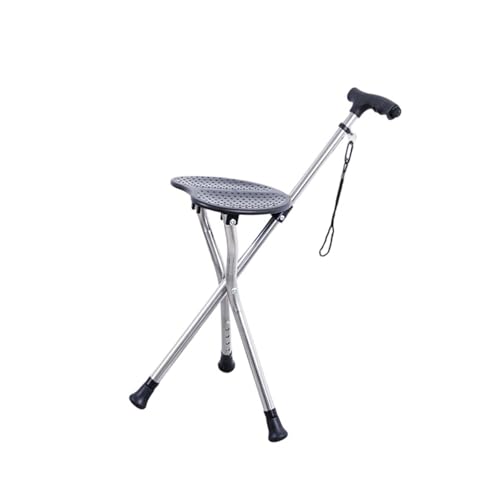 XuQiZZpp Bastón de senderismo multiusos con 3 patas de estabilidad, luz LED, antideslizante, telescópica, bastón para caminar, para acampar y jugar al golf