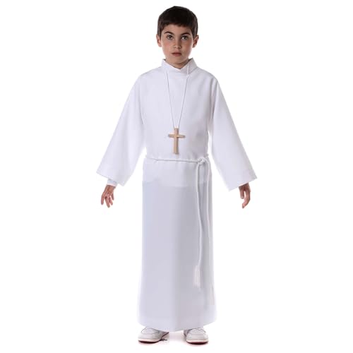  Holyart Abiti Prima Comunione: Kit Prima Comunione vestina Coprente Zip Croce cingolo in Primis, 110 cm (43.5 INC.)
