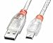 Produktbild LINDY 31684 - USB 2.0 Kabel - Typ A Stecker an Typ Mini-B Stecker  Transparent  1m