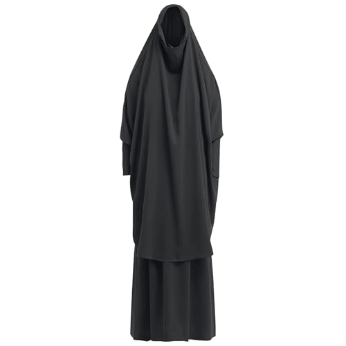 zhxinashu Women's 2-Piece Abaya and Hijab Set, Black