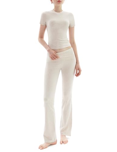 PUMIEY Lounge Sets for Women Two Piece Sets Fold-Over Flare