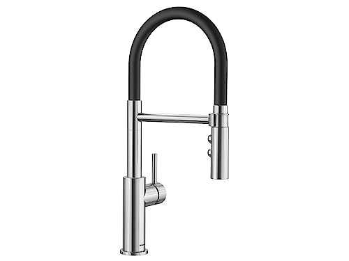 BLANCO CATRIS-S Flexo | Küchenarmatur in PVD steel | Hochdruck | Mit herausziehbarem Schlauch | Wechsel Klarstrahl in Brausestrahl | Rückflussverhinderer | wassersparend | [10,7x23x47,1 cm]