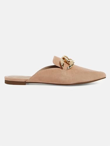 Image of Juliet Holy Womens Mules Flats Pointed Toe Backless Loafers Slip on Metal Chain Slides