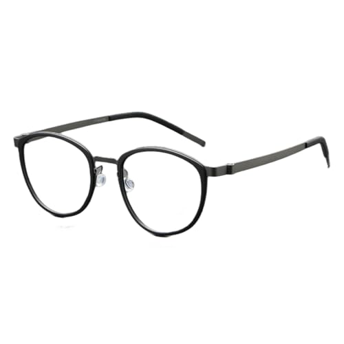 Lunettes rondes en acétate et titane de luxe monture élégante noir canon de fusil