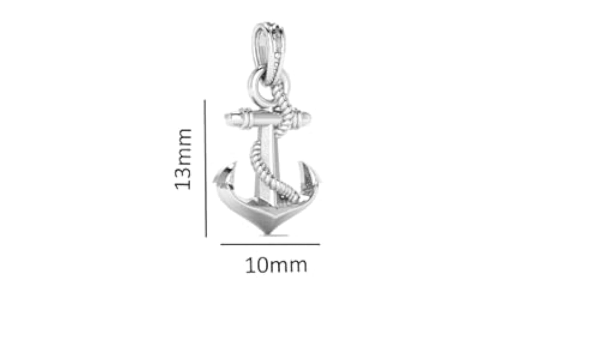 92.5% Pure Sterling Silver Ship Anchor Pendant