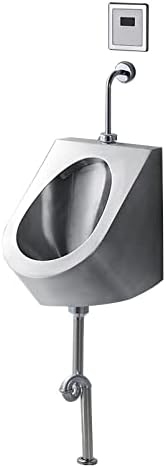 304 Stainless Steel Urinal, Wall-Mounted Men's Urinal, Standing Small Sensor Urinal, Intelligent and Efficient Non-Contact Flushing Valve, Suitable for Bars, Homes (Ground Drainage)
