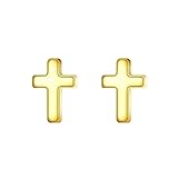 EVER FAITH 925 Sterling Silver Classic Cross Stud Earrings for Girls 14k Gold Minimalist Tiny Earring Jewelry for Women Teen