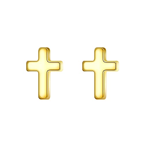Ever Faith 925 Sterling Silver Classic Cross Stud Earrings 14K Gold Minimalist Tiny Cross Earring Jewelry For Women #TOP15