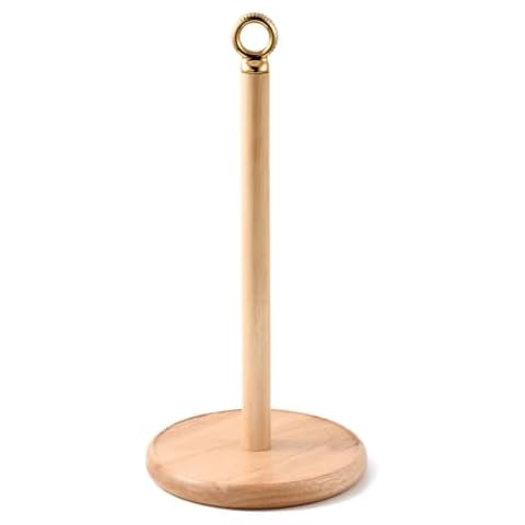 SATU BROWN Stylish Paper Towel Holder Countertop with Heavy Duty Wood Base, Farmhouse Paper Towel Roll Stand for Kitchen Counter fits Standard and Jumbo Size Paper Towels Cover