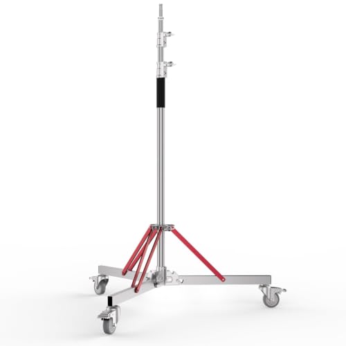 Image of EMART Heavy Duty Light Stand with Casters, 10ft /300cm Adjustable 100% Stainless Steel Tripod Stand for Monolight, Studio Softbox, Reflector,Strobe