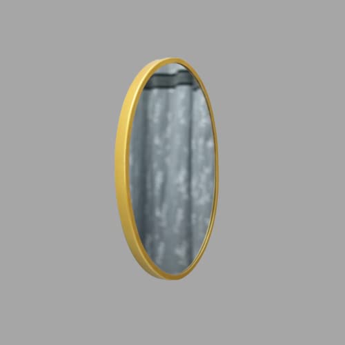 Image of Quality Glass Metal Frame Oval Wall Mirror Royal Mirror Home Decorative Mirror Modern Mirror Living Room Mirror Wall Mirror Bathroom Mirror Size 18x24 inches Color Golden MF 42